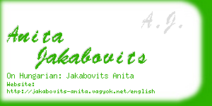 anita jakabovits business card